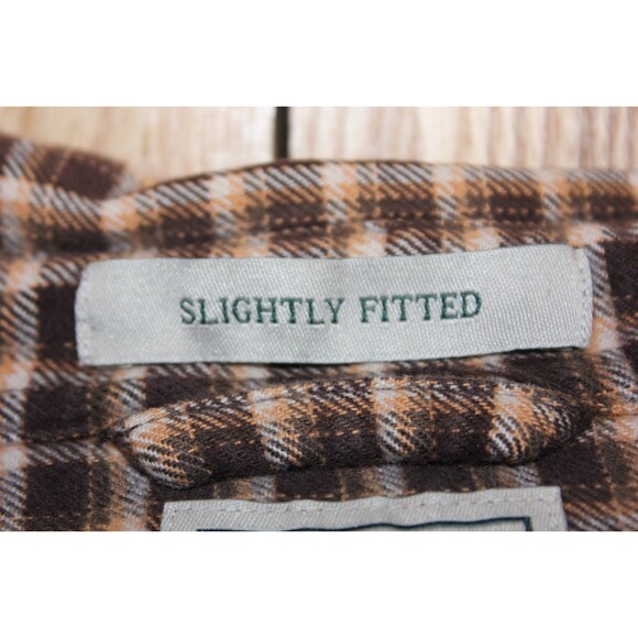 Vintage LL Bean Men Slightly Fitted Flannel Button Down Shirt Heavyweight L Tall - Picture 8 of 10